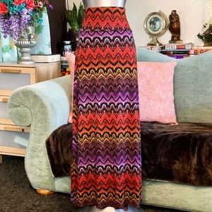 Minx Maxi Skirt Black Orange Purple